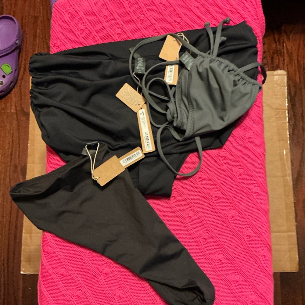 SKIMS Black and Gray Women's Swim Set
